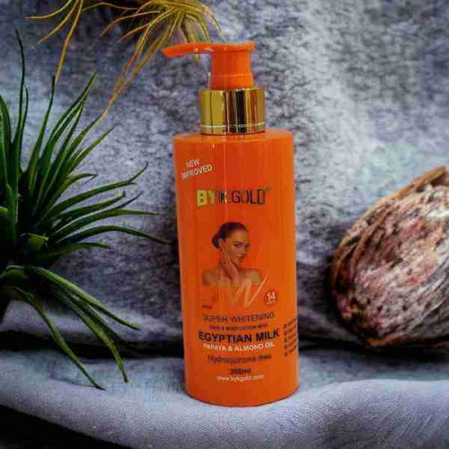 BYK Gold Super Whitening Face and Body Lotion with Egyptian Milk, Papaya, and Almond Oil